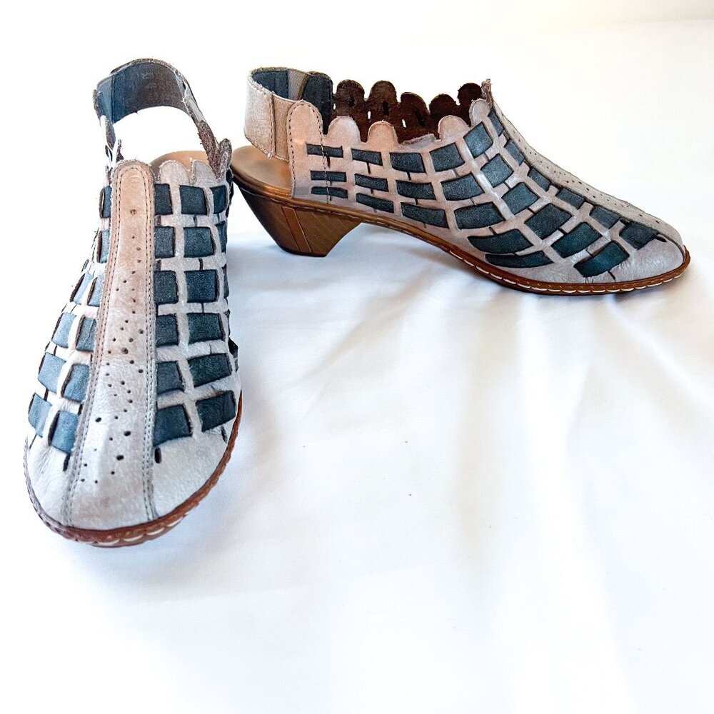 Rieker Sina 78 Woven Leather Closed Toed Slingback Pump Size 41/10 - Picture 3 of 13